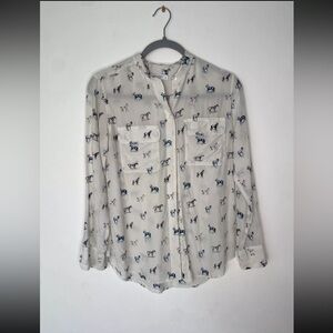 EQUIPMENT HORSE PRINT TUXEDO TOP SIZE M
